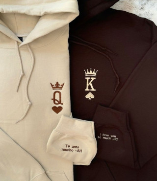 Nothing says 'I love you' more than matching hoodies.